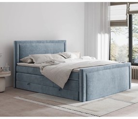 Modrá boxspring posteľ s úložným priestorom 140x200 cm Lavenda – Maison de Rêve