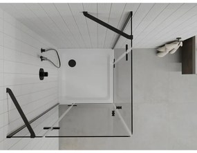 Mexen Roma Duo, sprchový kút 70 (dvere) x 70 (dvere) cm, 6mm číre sklo, čierny profil + slim sprchová vanička 5cm biela + čierny sifón, 854-070-070-70-02-4010B