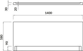 Cersanit Lorena, vaňový panel 140cm, ľavý/pravý, biela, S401-066