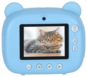 KIK Detský fotoaparát s okamžitou tlačou 1080p, termálna tlačiareň, 32 GB, modrý medvedík