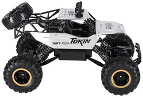 KIK Diaľkovo ovládané RC Rock Crawler 1:12 4WD kovové terénne auto, strieborné