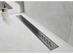 Mexen Flat nerezový sprchový žľab 70 cm, vzor M18 čierna, 1723070-15