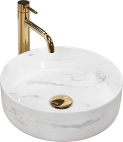 Keramické umývadlo na dosku REA SAMI NATURE MARBLE ø 36 cm mramor lesk