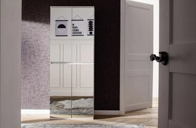 Zrkadlová viacúčelová skriňa s policami Mirror, 74 cm, biela