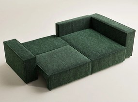 Tmavozelená ženilková rozkladacia/s úložným priestorom rohová pohovka (pravý roh/do L) Tonga – Maison de Rêve