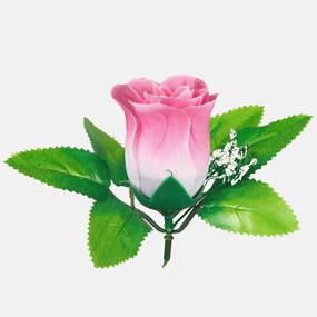 Schetelig Ruža hlava puk s lístkami a gypsomilkou, 6 cm, Ružová