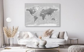 Obraz nádherná čiernobiela mapa sveta - 120x80