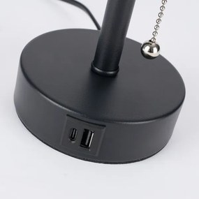 Brilagi - Stolová lampa s USB portom TABLON 1xE27/25W/230V čierna/béžová