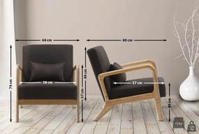 Kreslo Hibbing - látka, drevené nohy natur - Hnedá