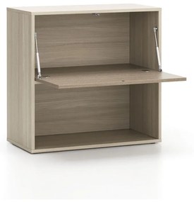 PLAN Kancelársky policový regál LAYERS, krátky, 1 box, 800 x 400 x 777, dub prírodný / dub morený