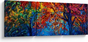 Obraz maľby prírody (s hodinami) (90x30 cm)