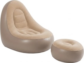 Nafukovacie kreslo s taburetom RESTIO 86x88 cm, béžové