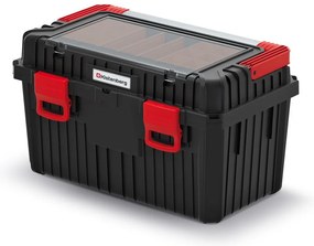 Kufor na náradie s kovovým držadlom 58,5 × 36 × 33,7 cm, s organizérom, čierna