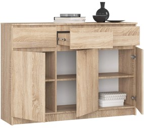 Komoda Karolína 140 cm 3 skrinky a 3 zásuvky dub sonoma