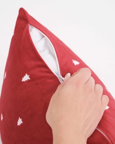 Vianočná obliečka na vankúš Velvet 40 × 40 cm -  Vianočná pohoda červená