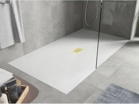 Mexen Hugo, obdĺžniková sprchová vanička SMC 150 x 100 cm, biela, zlatá krytka, 42101015-G