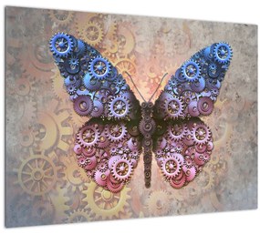 Sklenený obraz - Steampunk motýľ (70x50 cm)