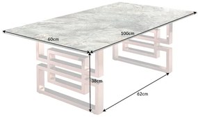Invicta Interior -  Dizajnový konferenčný stolík ATLANTIS 100 cm, tyrkysová keramika v mramorovom vzhľade