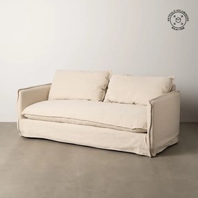 Krémová ľanová pohovka 200 cm – Ixia