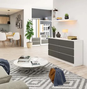 Komoda K140 6SZ CLP biela / sivá
