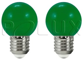 PLX 2x náhradná LED žiarovka pre svetelnú reťaz KANATA, E27, G45, 0,5W, zelené svetlo