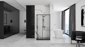 Rea Punto, sprchovací kút 100x80cm + čierna sprchová vanička Savoy, KPL-K1017