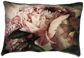 Veliký zamatový vankúš očarujúce motýľ na pivonke - 40 * 60 * 15cm