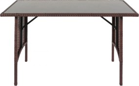 Polyratanový jedálenský stôl HWC-G16, 112x60cm - hnedá