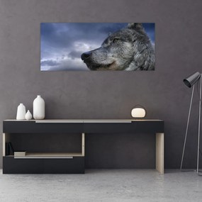 Obraz - Vlčia hlava (120x50 cm)
