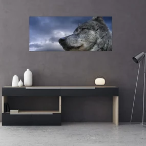 Obraz - Vlčia hlava (120x50 cm)