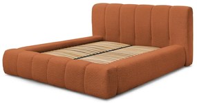 Oranžová čalúnená dvojlôžková posteľ s úložným priestorom s roštom 140x190 cm Denali – Bobochic Paris