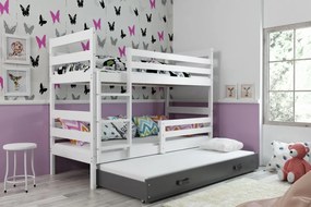 Detská poschodová posteľ s prístelkou ERYK 3 | biela Farba: biela / sivá, Rozmer.: 200 x 90 cm