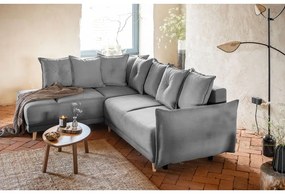 Sivá menčestrová rozkladacia rohová pohovka (ľavý roh) Lazy Lukka – Miuform