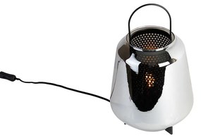 Stolná lampa Art Deco čierna s dymovým sklom 23 cm - Kevin