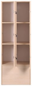 Drevená odkladacia skrinka s úložnými boxami, 6 boxov, 1700 x 600 x 420 mm, cylindrický zámok, breza
