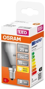 LED žiarovka E14 P45 3,3W = 25W 250lm 2700K Warm 200° OSRAM STAR