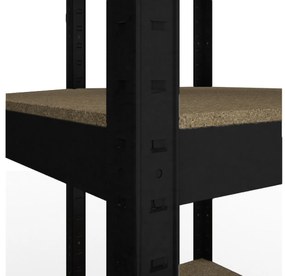 Fistar Rohový regál 2200x700x400x425 mm lakovaný 6-policový, nosnosť 900 kg - ČIERNÝ