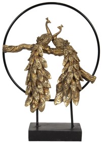 Zlatá dekorácie pávov na podstavci - 38 * 38 * 49 cm