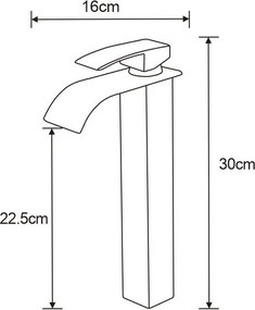 Mexen Aries, vysoká umývadlová batéria, čierna matná, 744810-70