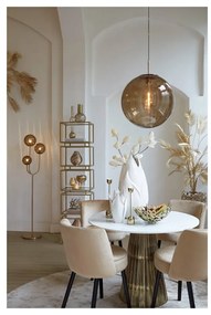 Okrúhly jedálenský stôl v bielej a bronzovej farbe s doskou v dekore mramoru ø 100 cm Leyda – Light &amp; Living