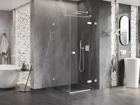 Mexen Lunar T, výklopný sprchový kút pravý 110 x 110 cm, 8mm číre sklo, biely profil, 834T-110-110-20-00-P