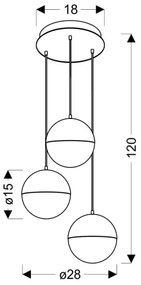 LED Luster na lanku FURNI 3xLED/5W/230V zlatá