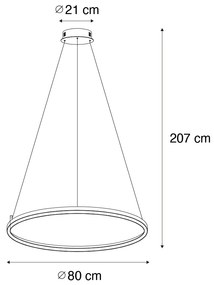 Závesná lampa bronzová 80 cm vrátane LED 3-stupňového stmievania - Girello