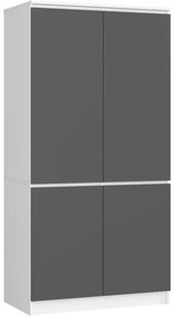 Skriňa S 90 4D CLP biela / grafitová / sivá