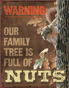 Plechová ceduľa Family Tree - Nuts, (32 x 41 cm)