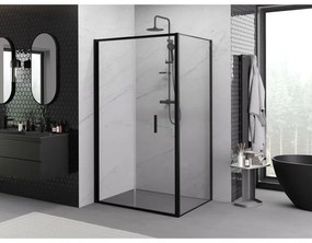 Mexen Exo, sprchovací kút so skladacími dverami 90 x 85 cm, 6mm číre sklo, čierny profil, 816-090-085-70-00