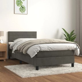 Posteľný rám boxspring s matracom tmavosivý 90x190 cm zamat 3141336