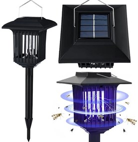 Bluegarden Bluegarden, LED solárna lampa proti hmyzu 15x15x27 cm J-22, čierna, OGR-02107