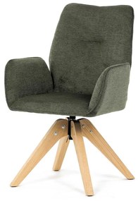 Jídelní židle DCH-C2148 GRN2, zelená voděodpudivá látka, dubové nohy, otočná 360°