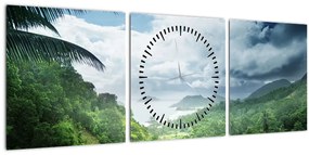 Obraz - Seychelská jungle (s hodinami) (90x30 cm)
